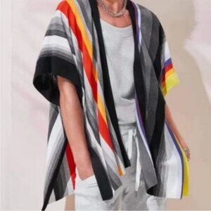 Cabi Serape Poncho Size XS/S Multicolor Fiesta Rainbow Stripe Knit Open Cotton
